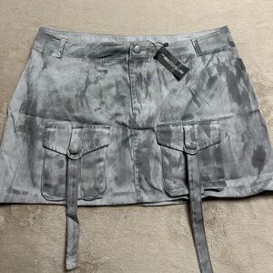 PLT grey cargo mini skirt